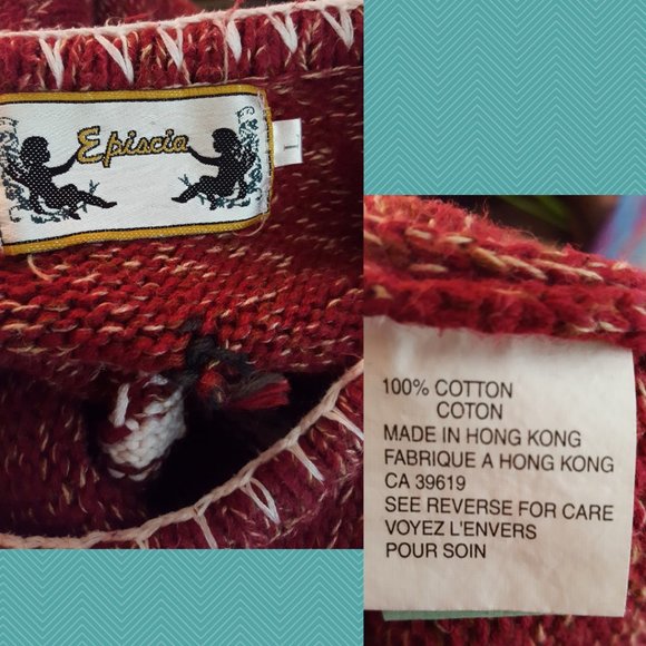 Episcia Heathered Red Cotton Knit Crewneck Sweater w/ Snowman - Picture 6 of 6